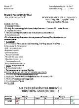 Ma trận và đề kiểm tra học kỳ II môn Tiếng Anh Lớp 8 - Năm học 2016-2017 - Trường THCS Nguyễn Trãi (Có đáp án)